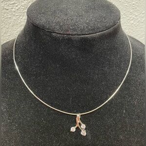 925 Sterling Silver Elegant Necklace with CZ 925 SS Removable Pendant